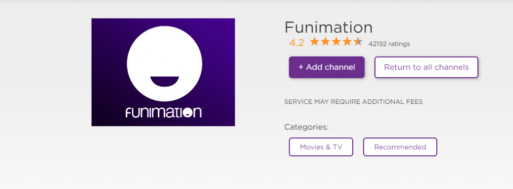 Click on Add Channel to get Funimation on Roku.