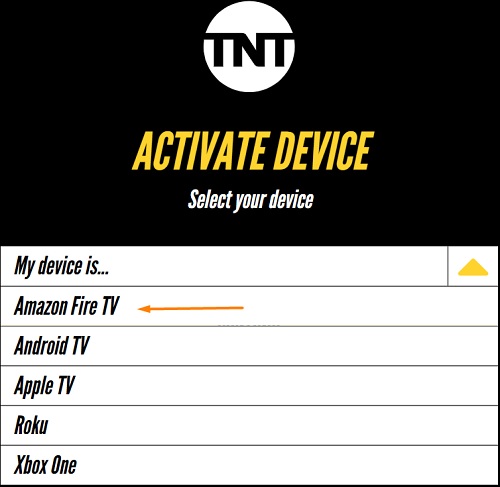 Select device as Amazon Fire TV.