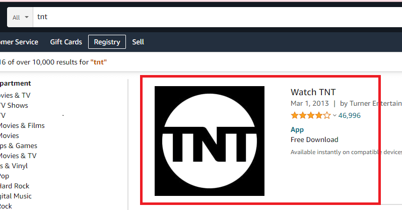 Choose TNT from the search result.