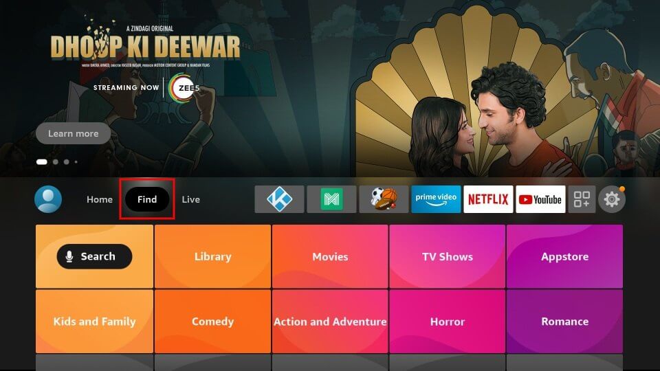 click find to install Dazn on Firestick