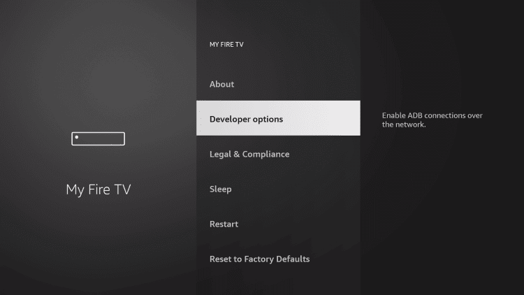 click developer option on the screen