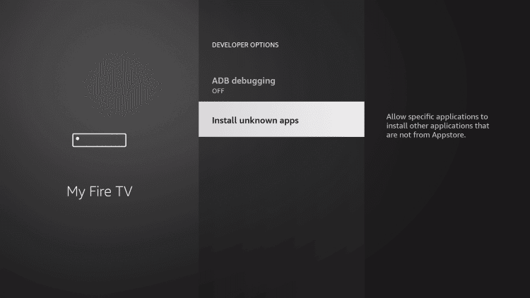 click install unknown apps to install Dazn on Firestick