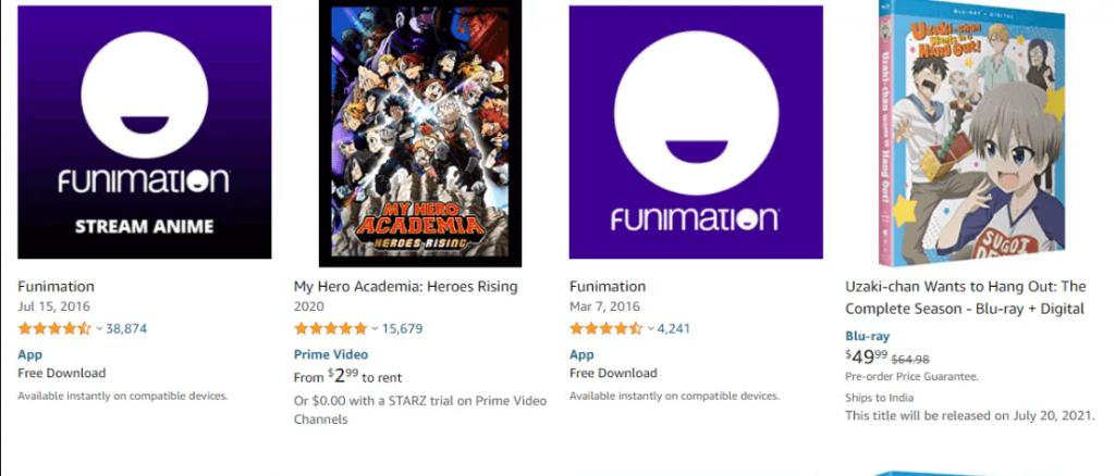 search for funimation to install on firestick