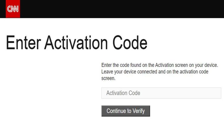 Enter Activation code to activate CNN on Apple TV