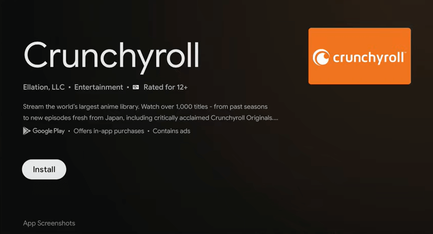 Install Crunchyroll on Google TV