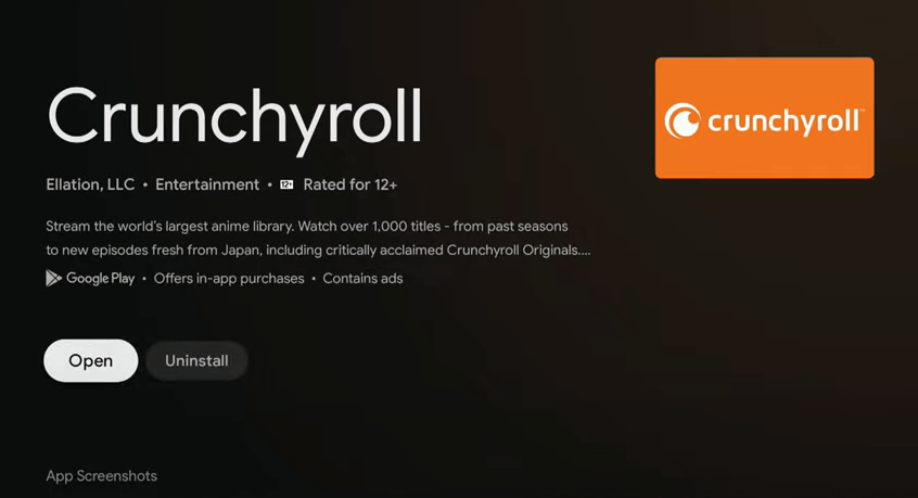 Open Crunchyroll app on Google TV