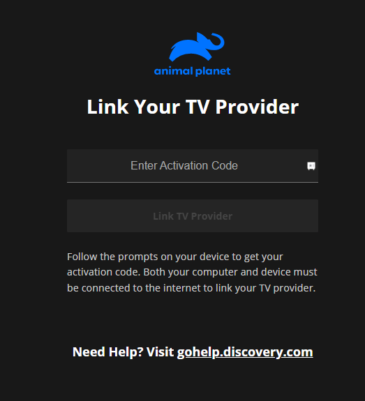 Enter the Activation Code and select Link TV Provider