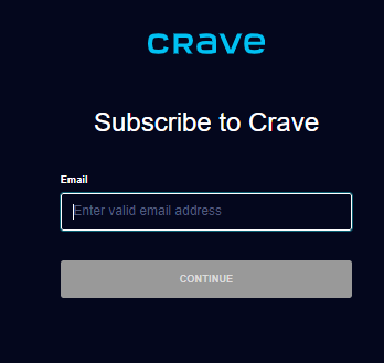 Enter your Email and select Continue to Chromecast Crave