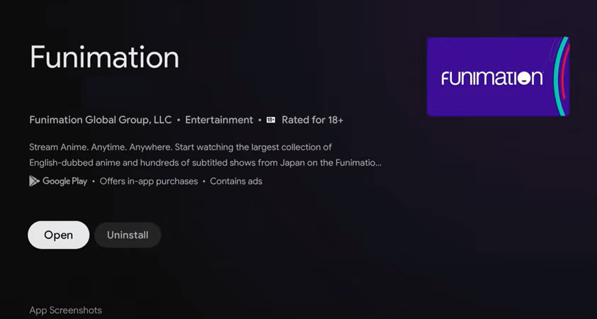 Open Funimation on Google TV