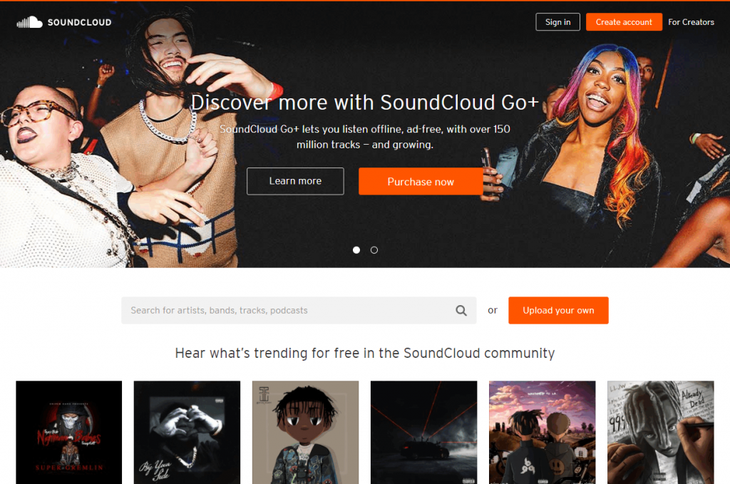 SoundCloud website 