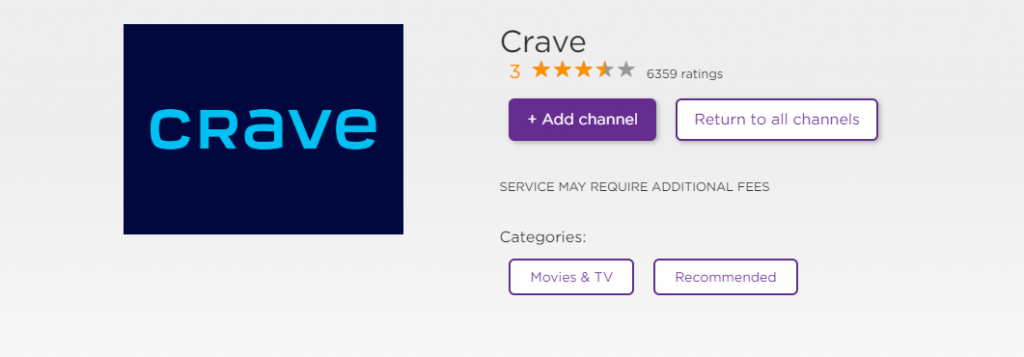 Add Crave on Roku