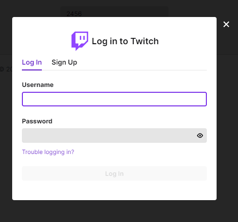 Log in with your Twitch account