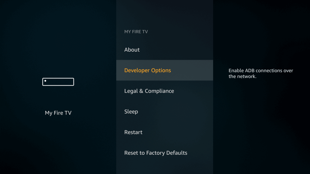 Select Developer options