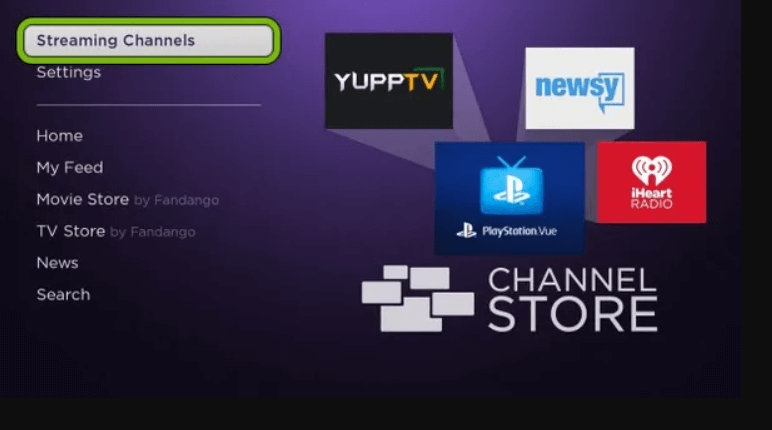click streaming channels from the screen 