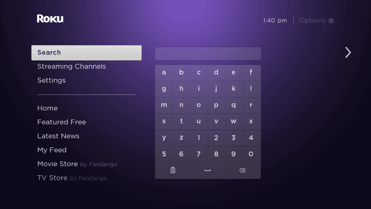 click search on the roku home screen 