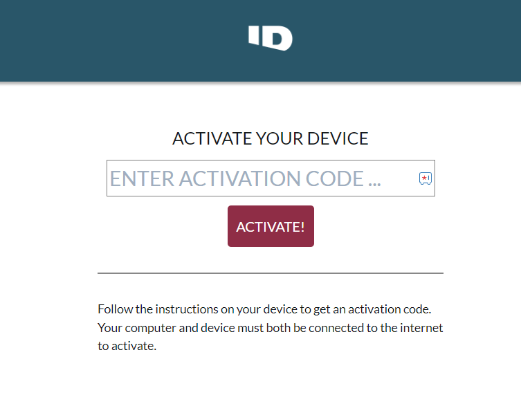 enter the activation code to activate IDGO 