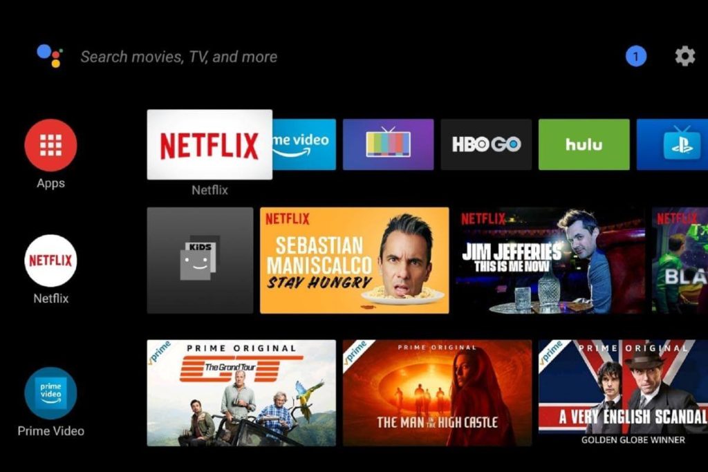 tap on apps tab on Android tv 