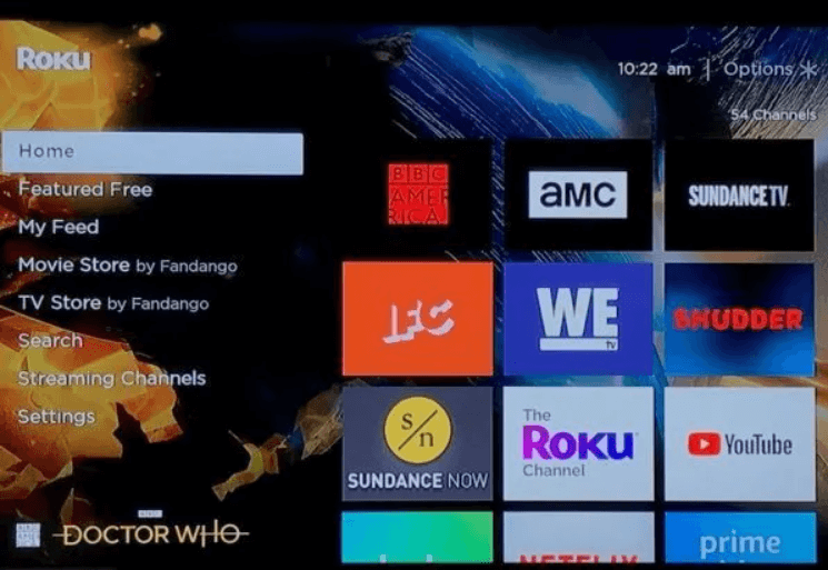 click streaming channels from the home screen of Roku 