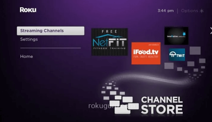 click streaming channels from the roku screen