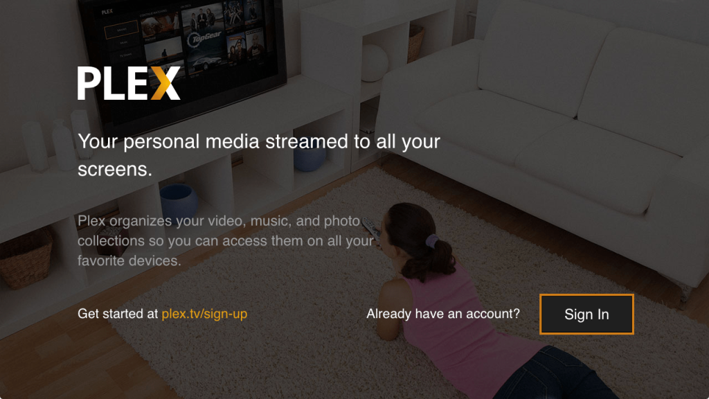 select sign in option  to activate plex 