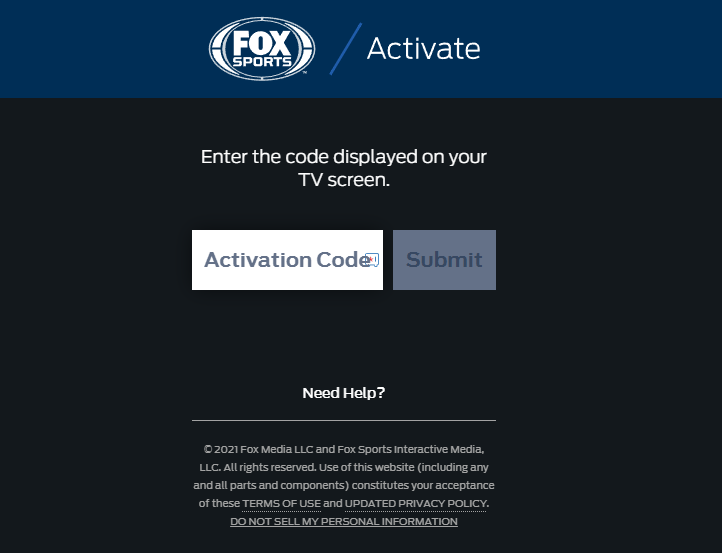 Fox Sports activation code