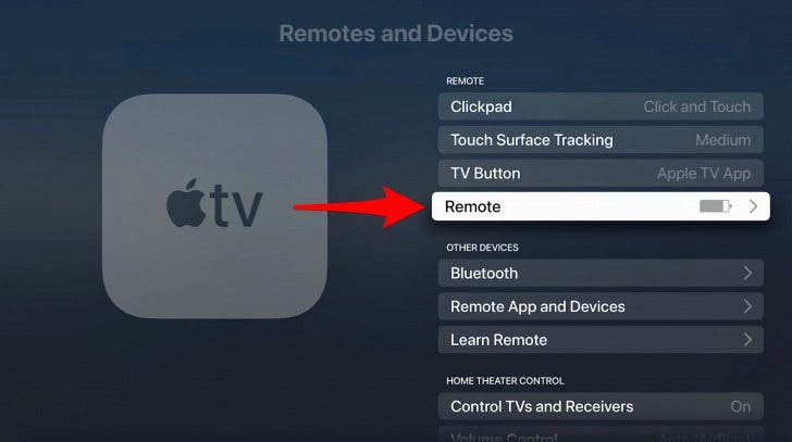 Remote option on Apple TV