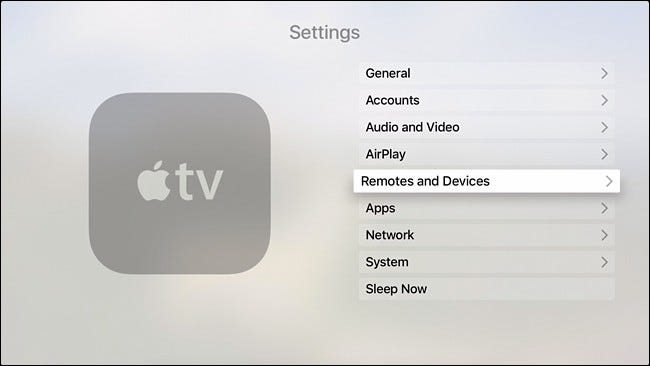 Remotes and Devices on Apple TV Settings