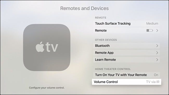 Volume Control on Apple TV settings