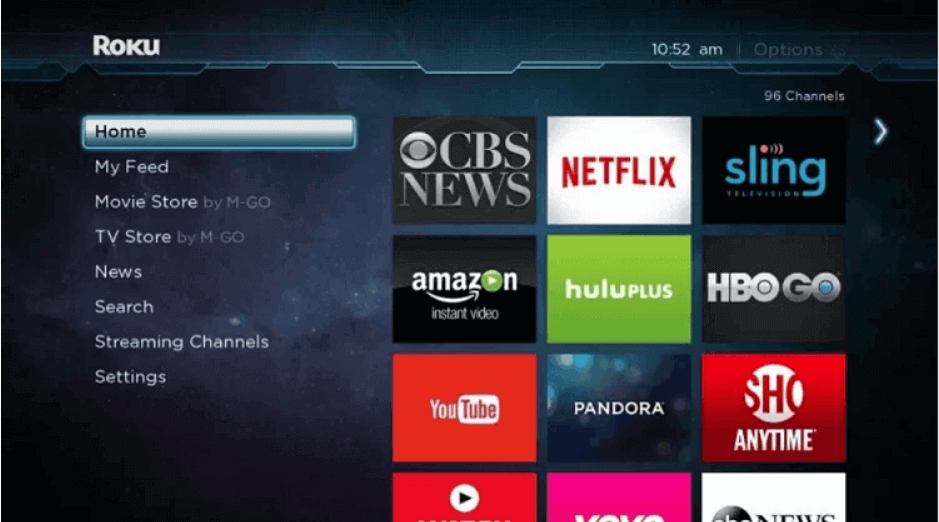 In the Roku Home Screen, click the Streaming Channels option.