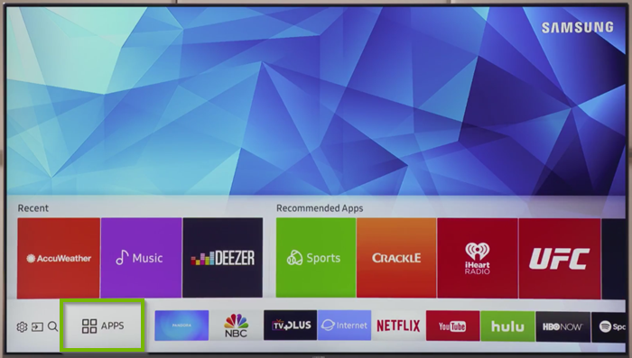 Go to the Apps section of your Samsung TV.