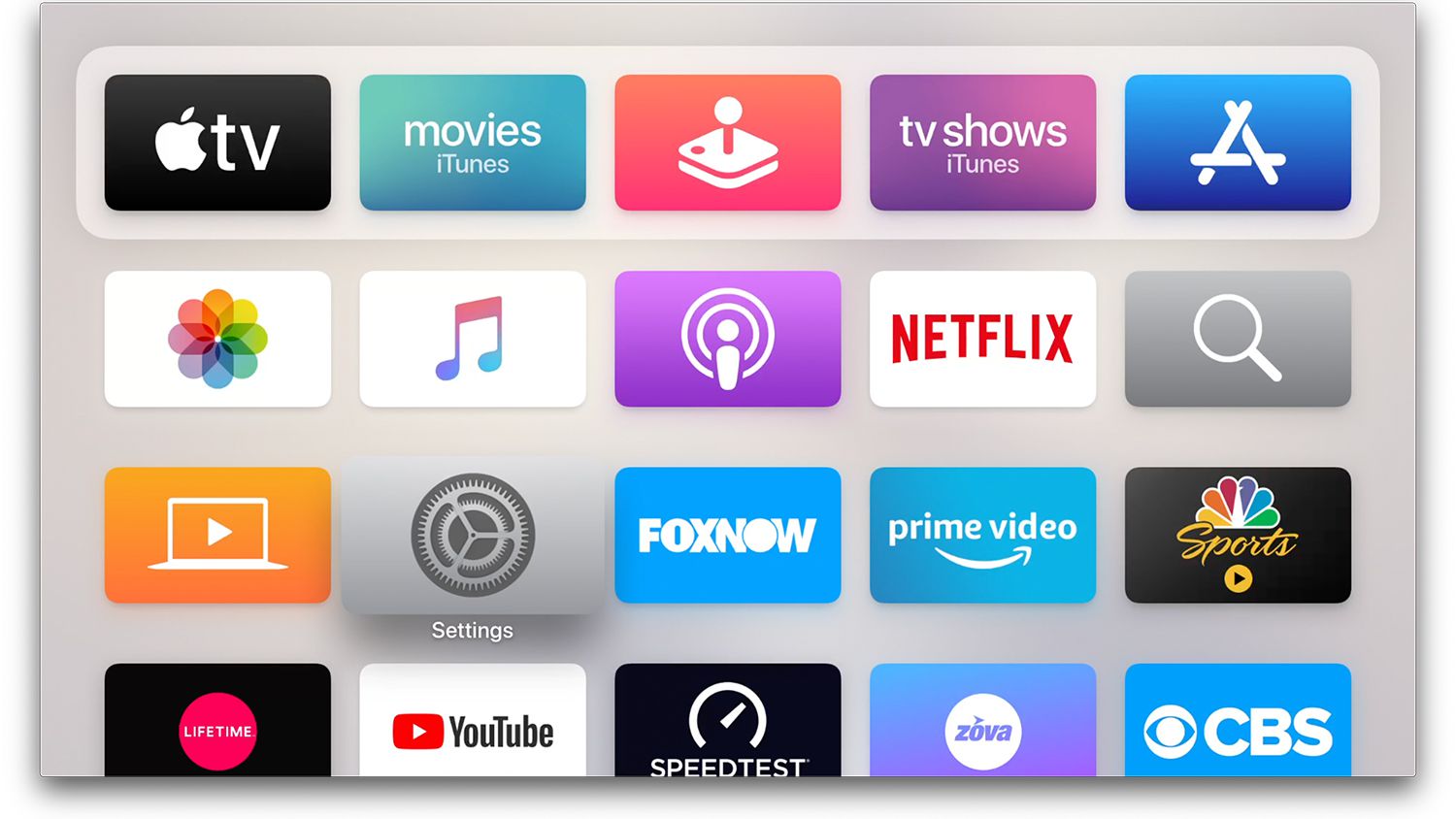 Settings icon on Apple TV
