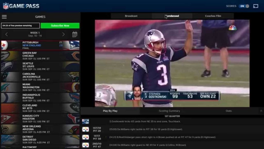 NFL Game Pass on Apple TV