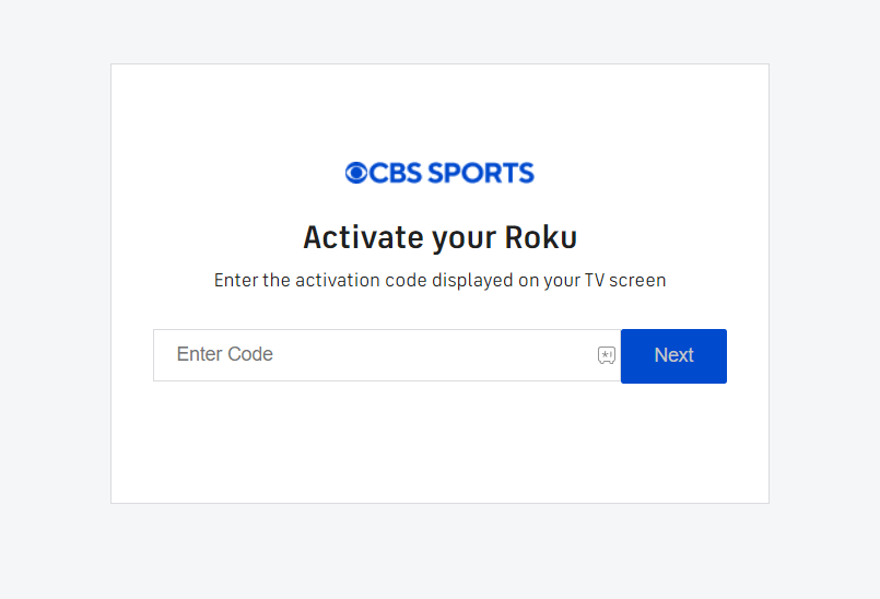 enter the activation code to Activate CBS Sports on roku 