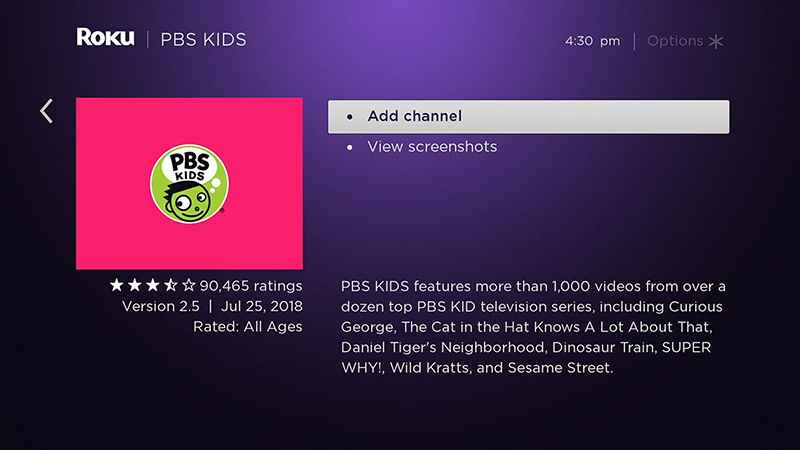 click on add channel pbs kids 