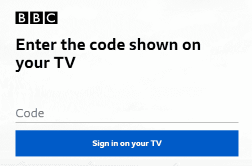 enter the code to activate bbc iplayer app