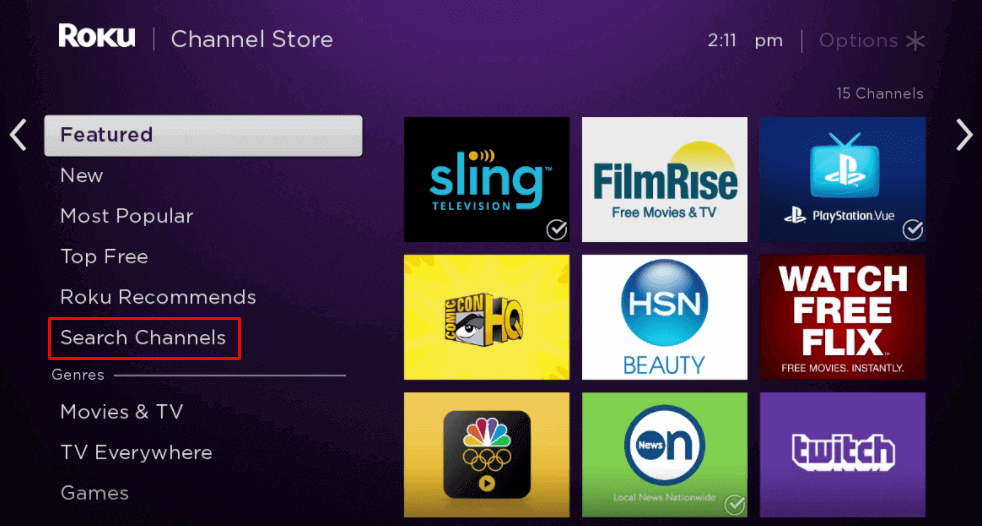 tap search channels to install activate bbc iplayer app on roku 