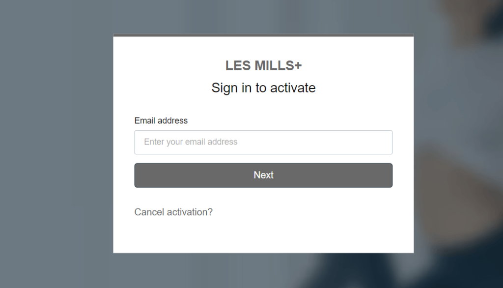 Sign In with your details to activate les mills on demand app 