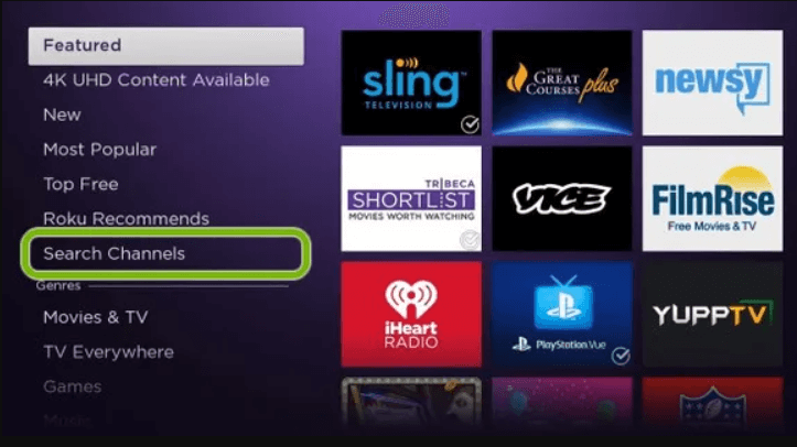 select search channels to install and activate Nick Jr 