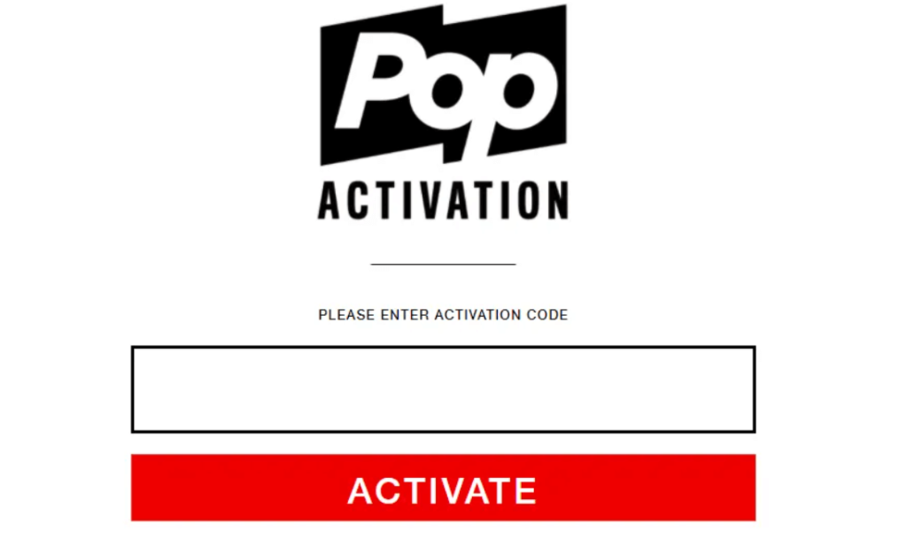 enter the activation code to activate pop tv 