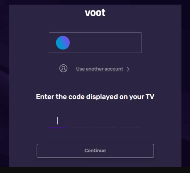 Enter the Activation Code in your browser to activate the Voot app