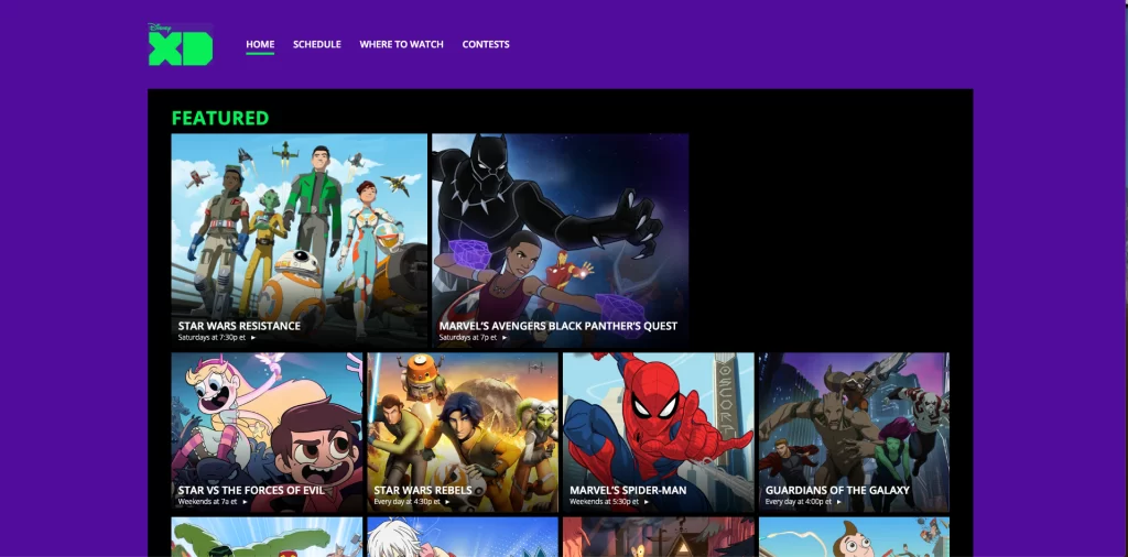 Disney XD home page
