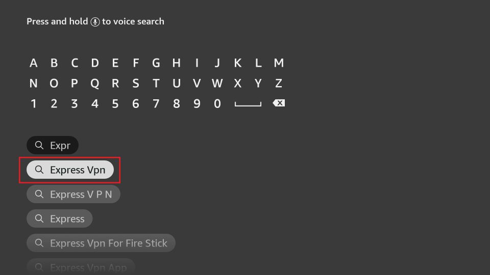 Search for ExpressVPN