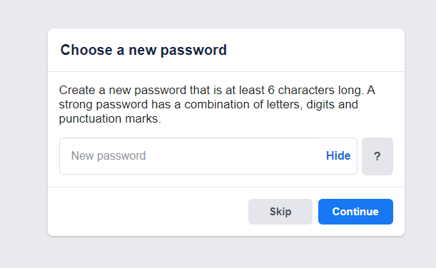 Enter a new password  to Change Password on Facebook Messenger