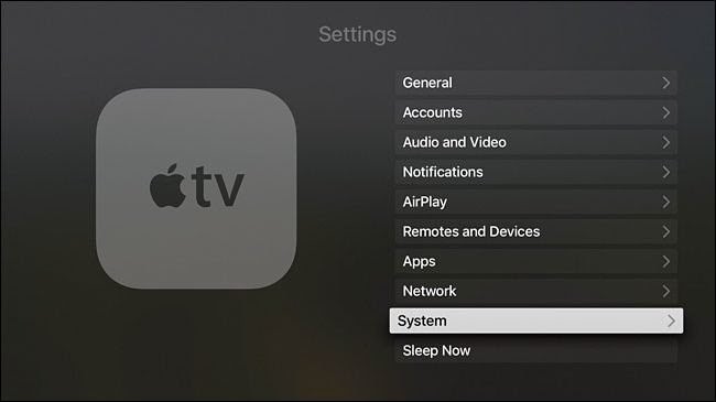Apple TV Settings > System