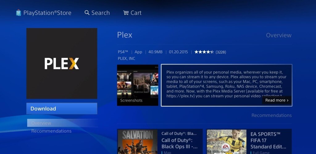 Install the Plex app on PS3 and PS4
