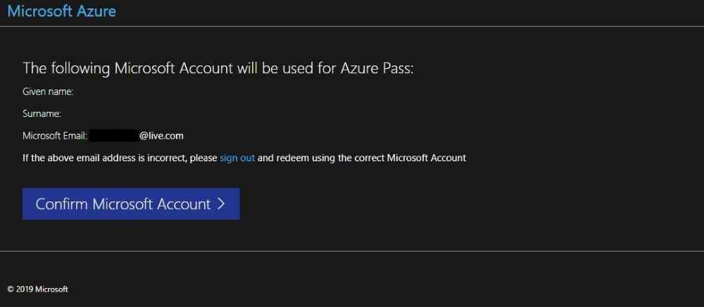 tap the Confirm Microsoft account too redeem promo code.