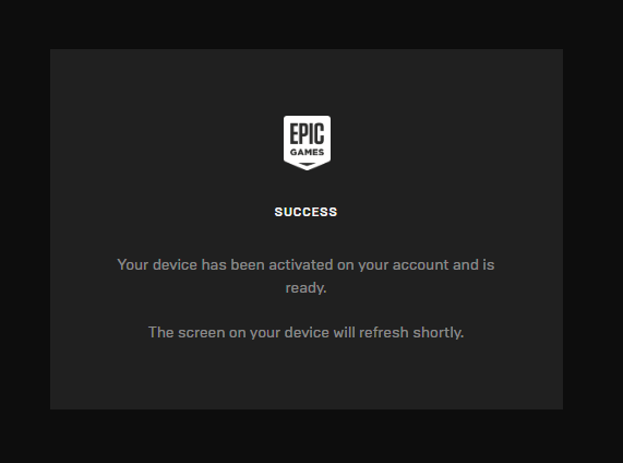 Activate epic games account confirmation message