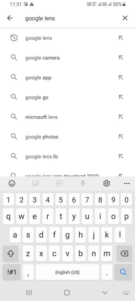 Search for Google Lens app