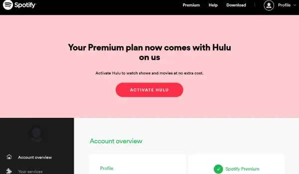 click activate Hulu to Activate Hulu with Spotify