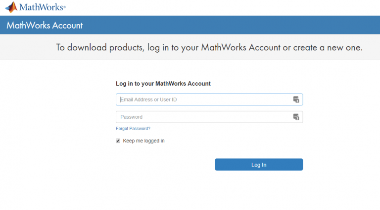 login with your MathWorks account